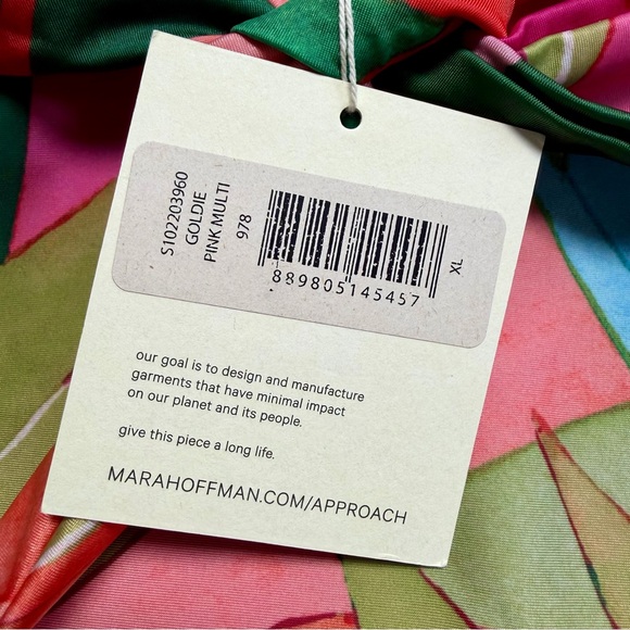 Mara Hoffman Goldie High Waisted Bikini Bottom XL NWT Pink Multi - Picture 2 of 5